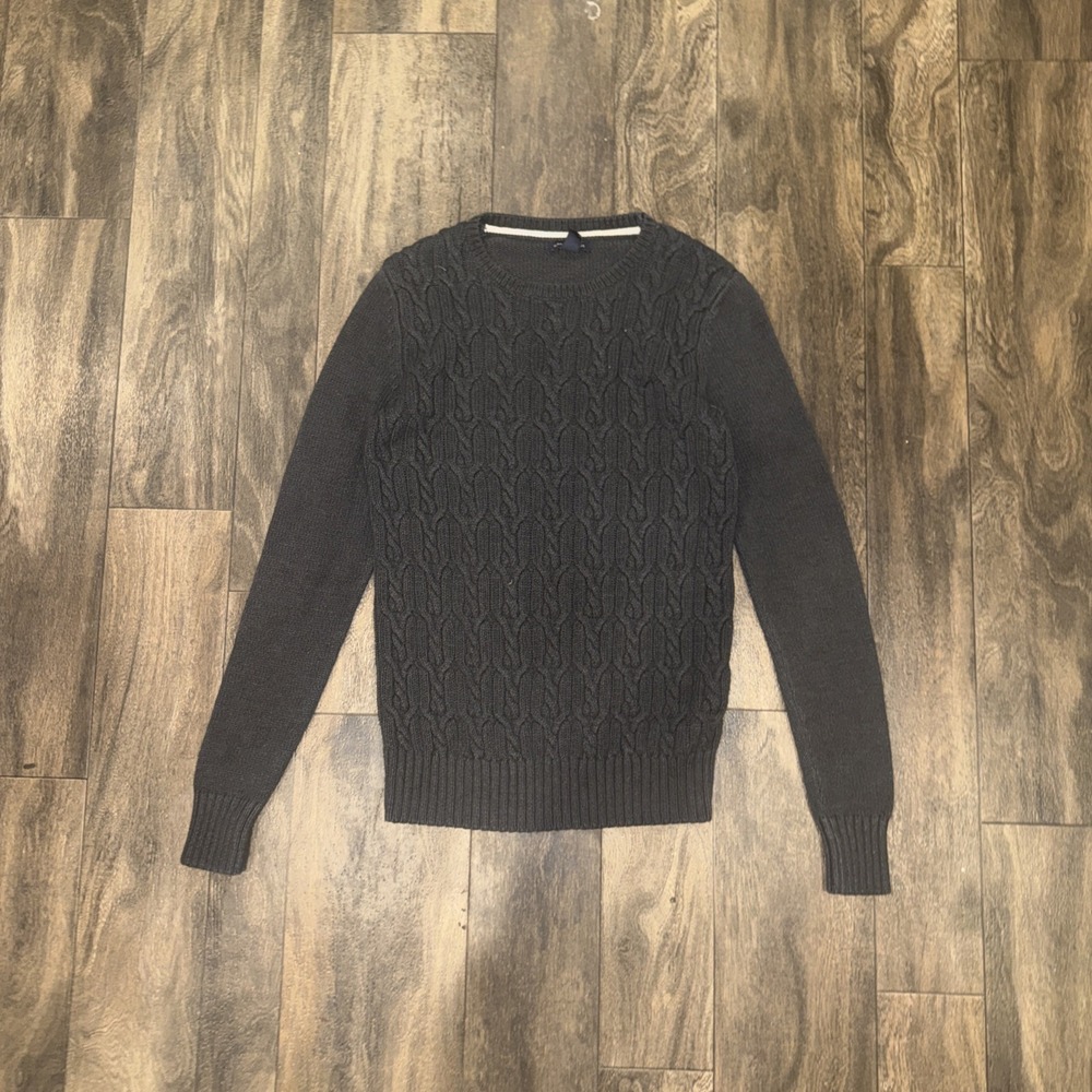 Tommy Hilfiger Cable-Knit Pullover Crewneck Long Sleeve Sweater Men's S Grey